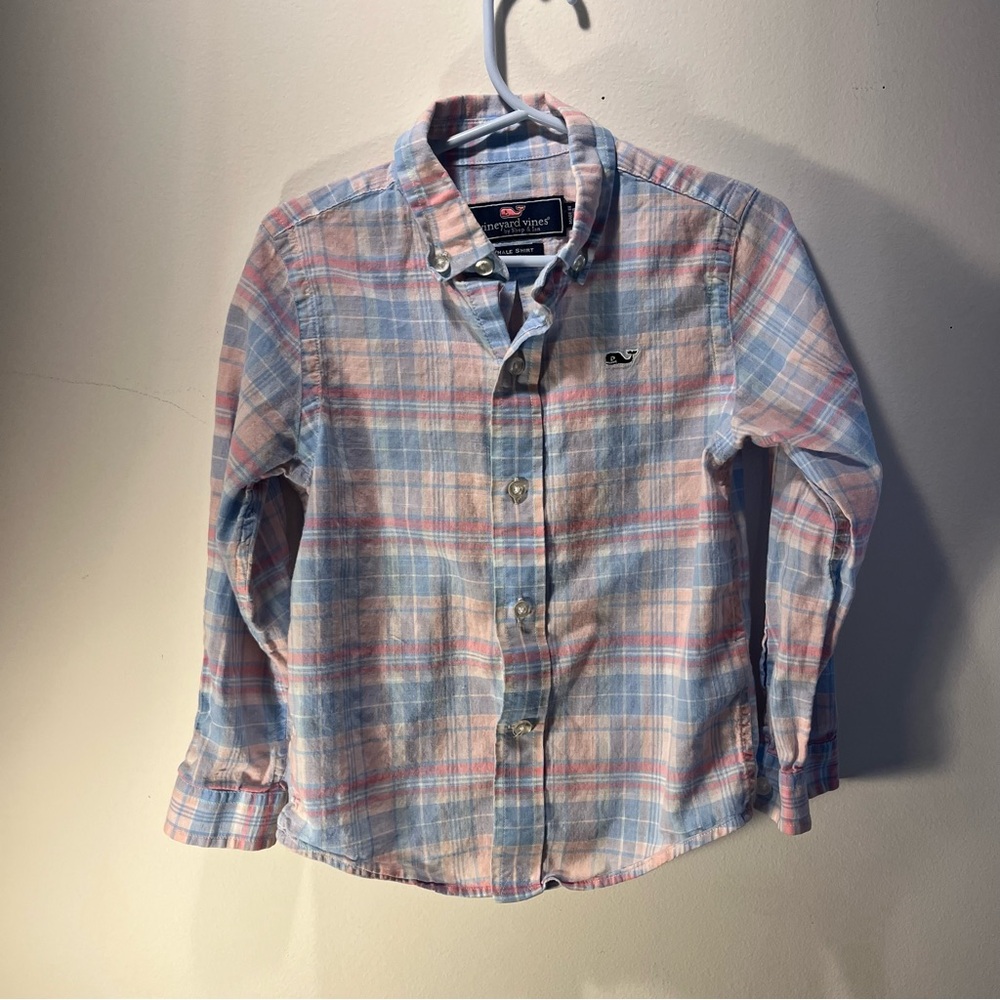 Vineyard Vines Pastel Plaid Button Down Cotton Shirt - 4T